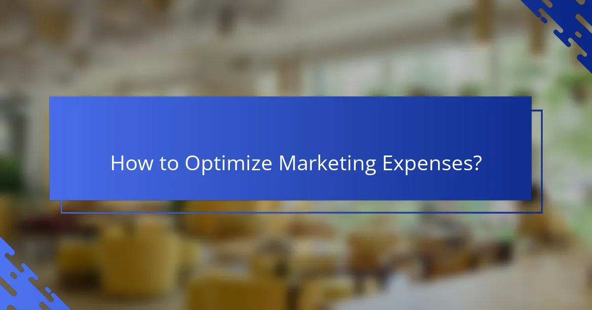 How to Optimize Marketing Expenses?